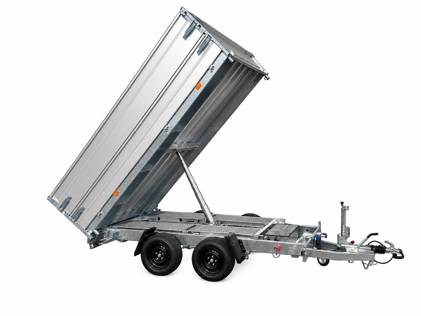 3.500 kg | Hapert HM-2 Ferro 3-Seiten-Kippanhänger | 375 × 180 cm | Elektrohydraulik | Auffahrrampen | Blattfederfahrwerk